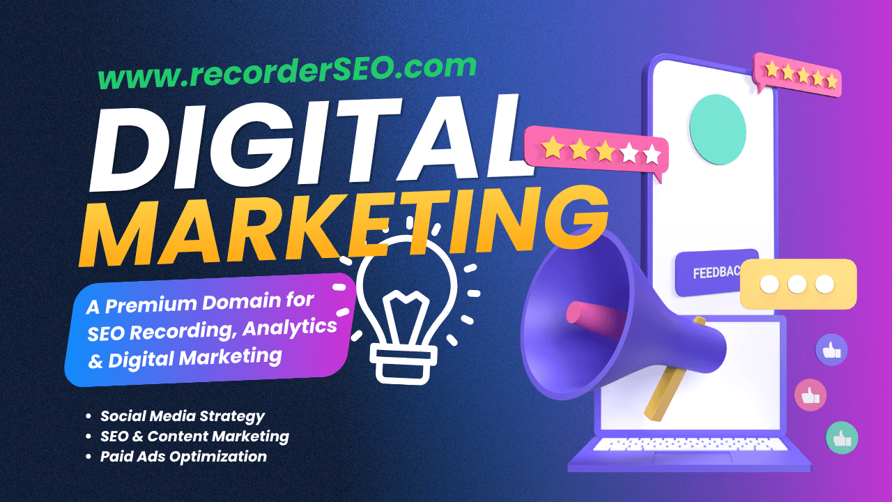 RecorderSEO.com Domain for Sale — A Smart SEO Brand for the Digital Age